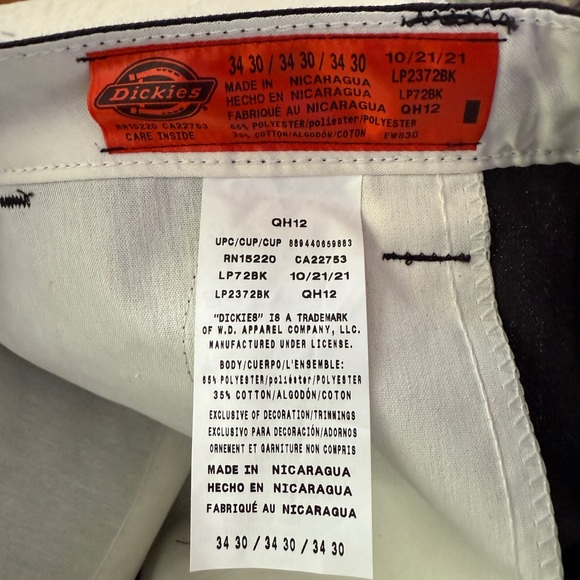 Dickies Men's Black Cargo Pants size 34/30 - Picture 4 of 6